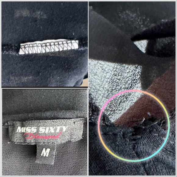 RARE Archive Miss Sixty Diamond Face Mesh Top Slim M Y2K Luxury Designer - Picture 3 of 8